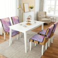 thumbnail image 2 of TSOVTHRID Pink Purple Marble Print Quilted Dining Chair Cushion Covers Stretchy Soft Seat Cushion Slipcovers Removable Armless Chair Covers with Detachable Strap, Set of 1, 2 of 7