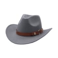 thumbnail image 4 of CUIYUAN Vintage Western Cowboy Hat for Men Women Wide Brim Cowgirl Fedora Hats Cowboy Hat Cowboy Hat Western Hat Jazz British Hat Beach Cowgirls Cattleman Cowboys Hats Grey, 4 of 4