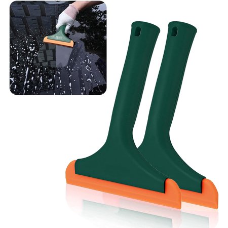 Pack-2 Super Flexible Silicone Squeegee, All-Purpose Auto Water Blade, Water Wiper, Shower Squeegee, 5.9" Blade and 7.5" Long Handle, Universal for Car Windshield, Window, Mirror (Blue)