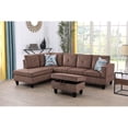 thumbnail image 6 of Starhome L Shaped Brown Couch with Ottoman(Pillows Included) Microfiber, 6 of 6