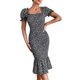 thumbnail image 1 of Vestido Sexy De Verano Mujer Bodycon Vestidos largos Manga corta con volantes Vacaciones Vacaciones (Negro L) Ygjytge para Mujer Negro T S, 1 of 7