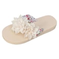thumbnail image 4 of Rokment Flower Flip Flops for Women 2026 Boho Beach Summer Fashion Casual Thongs Slip on Flat Sandals Travel Memory Foam Slides Slippers Vacation Beige Size 6.5, 4 of 5