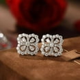 thumbnail image 2 of 1Ct Clover Stud Earrings for Women's Pear Cut Simulated Diamonds 14K White Gold Finish Silver, 2 of 4