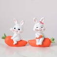 thumbnail image 2 of 2 lindas figuras de conejo zanahoria, figuras de animales en miniatura, parejas de conejos de resina Conejito, 2 of 8