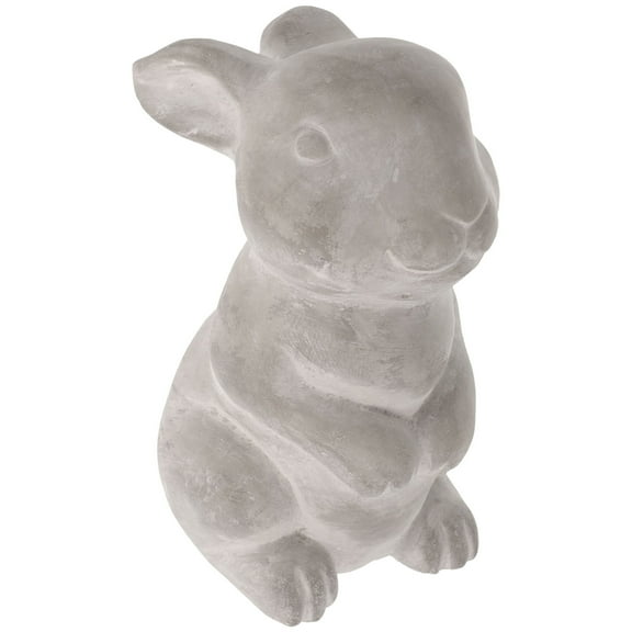 Outdoor Sculpture Decor Light Grey Cement Bunny Ornament Garden Statue 1 Piece Weather Resistant