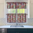 thumbnail image 3 of Boho Kitchen Curtains for Windows – Rustic Tribal Floral Print Cafe Curtains, Vintage Bohemian Geometric Panels for Home Décor, 3 of 6