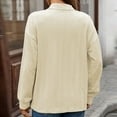 thumbnail image 6 of MIXUE Boho Tops For Women Autumn Winter Solid Color V Neck Lapel Long Sleeve Casual Basic Pullover Shirts For Women Tshirts Streetwear,Beige,M, 6 of 7