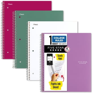 Five Star Blue Tie Dye Notebook Plus Study App, 1 Subject, Wide