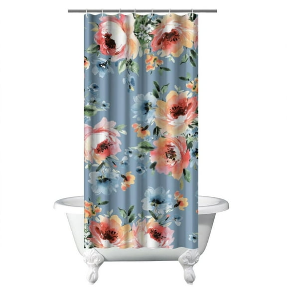 Waterproof Pioneer Shower Curtain 36x72 Inch Polyester Unique Colorful Floral Shower Curtain for Bathroom Hotel Home Decor with 7 Plastic Hooks