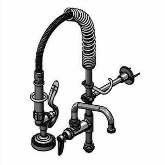 T&S Brass - Mini PRU: Retro-Fit Kit w/B-0107, Add-On Faucet, 6'' Swivel Nozzle, Lever Handle, Sc-Eterna Mini Pre-Rinse Unit