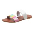 thumbnail image 1 of WEAIXIMIUNG Home Slippers Women Ladies Fashion Summer Multicolour Print Leather Open Toe Flat Beach Slippers, 1 of 9