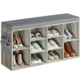 thumbnail image 3 of Coromose 41" 10-Cube Shoe Storage Bench with Padded Seat for Entryway, Bedroom, Rustic Gray, 3 of 8