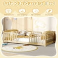 thumbnail image 3 of PureDashion Twin Size Floor Bed,Montessori Pine Wood Floor bed with Full Guardrails,No Box Spring Required,Natural, 3 of 8
