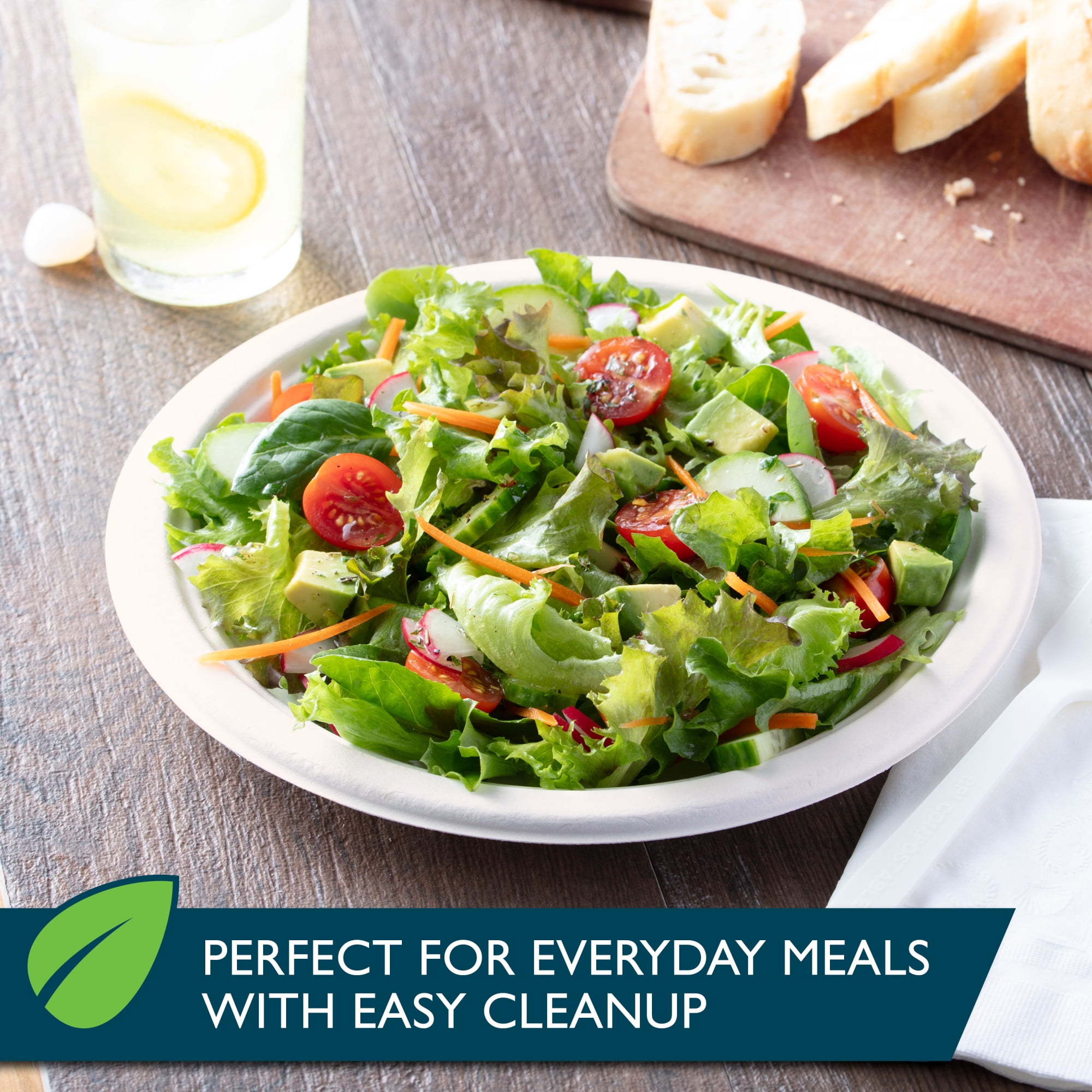 Hefty ECOSAVE Compostable Paper Plates, 8-3/4 Inch, 22 Count