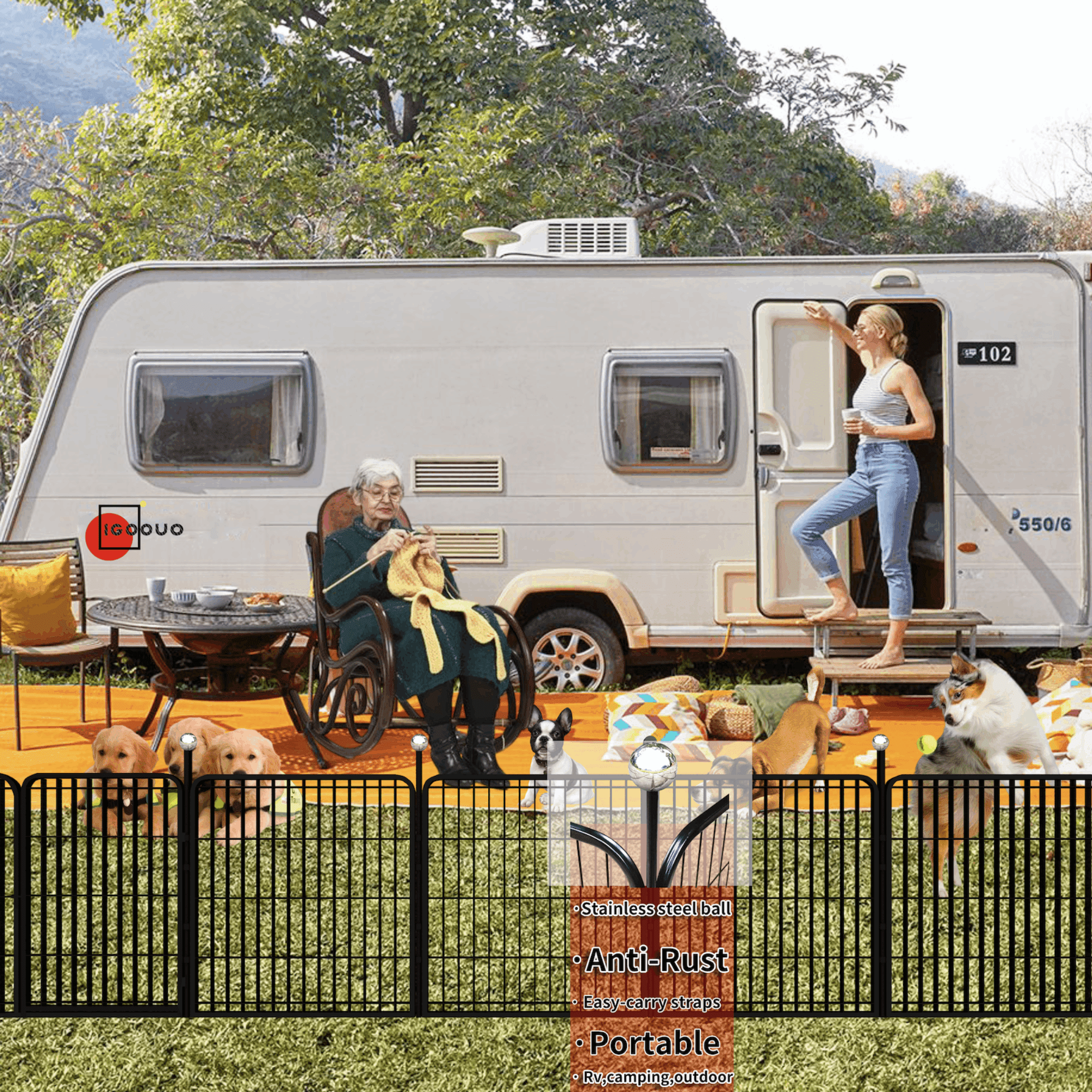 IGOOUO 24-Inch Portable Metal Outdoor Indoor Puppy & Small Dog Playpen with Easy-Carry Straps (4-Pack)