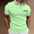 thumbnail image 2 of Charmgo Mens T-Shirts Clearance, Men Spring Summer Short Sleeve Button Down Shirts Plaid Lapel Print T Shirt Golf Shirts for Men, Polo Shirts for Men Green XXL, 2 of 4