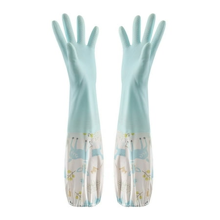 

Kitchen Rubber Cleaning Gloves With Lining Household Thickening PWaterproof Dish Washing Latex Glove Kitchenware Tableware