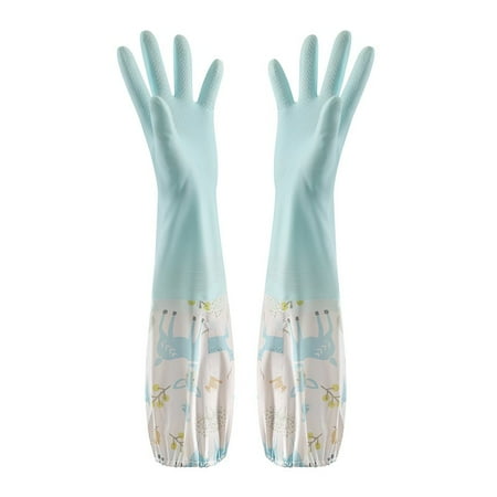 

Kitchen Rubber Cleaning Gloves With Lining Household Thickening PWaterproof Dish Washing Latex Glove Kitchenware Tableware