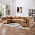 thumbnail image 2 of Glenmont Mid Century Modern Modular Cognac Tan Velvet Comfy Sectional Couch, 2 of 6