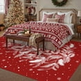 thumbnail image 4 of BERTHMEER Christmas Area Rug 5'x7' Red Washable Rugs for Living Room Carpet Xmas Feather Christmas Tree Holiday Decor Indoor Bedroom Decorative Non Slip Soft Low Pile Carpet Dining Room Office, 4 of 5