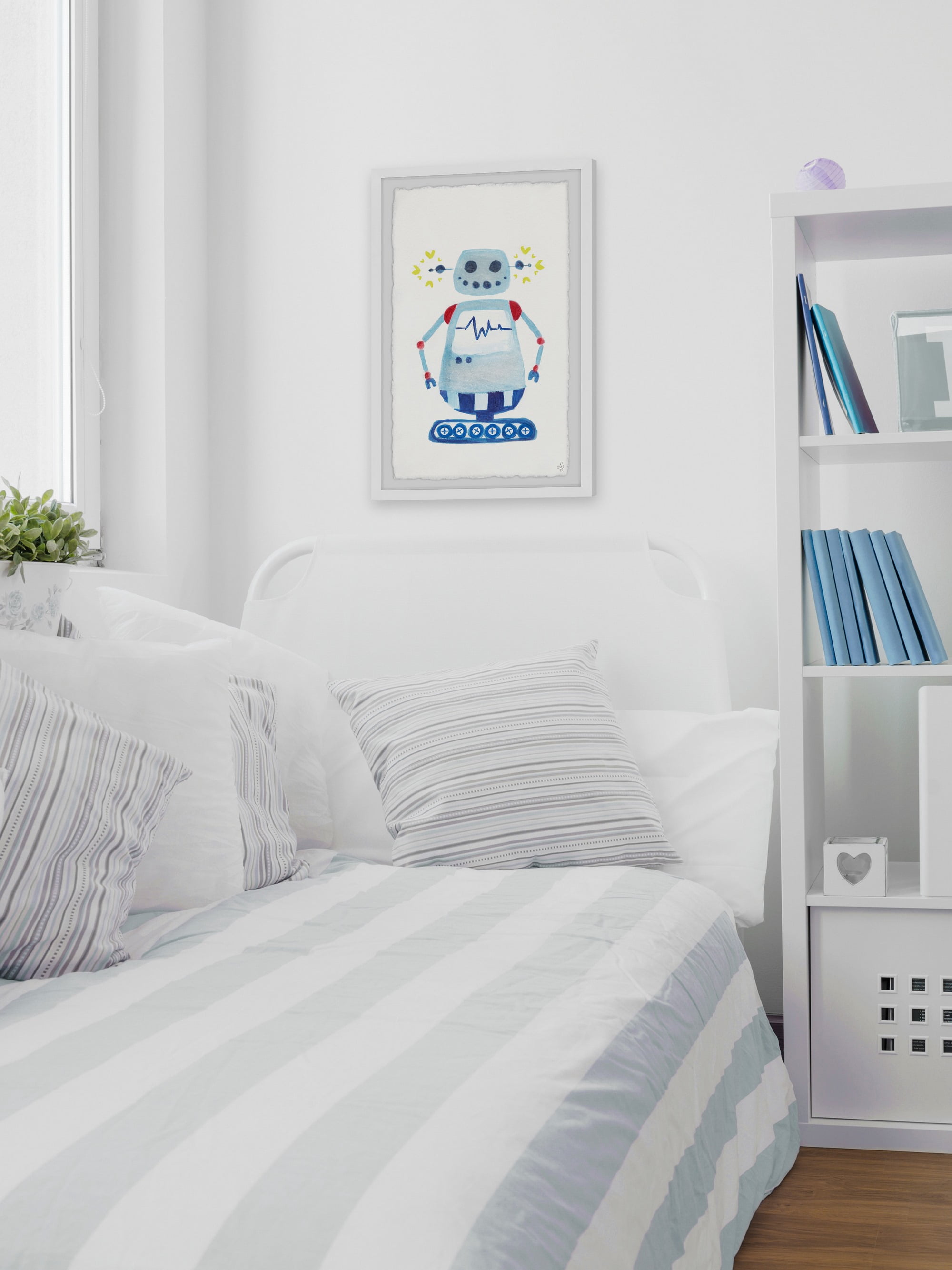 Marmont Hill I Am A Blue Robot Framed Wall Art Print, 24.00" x 1.50"