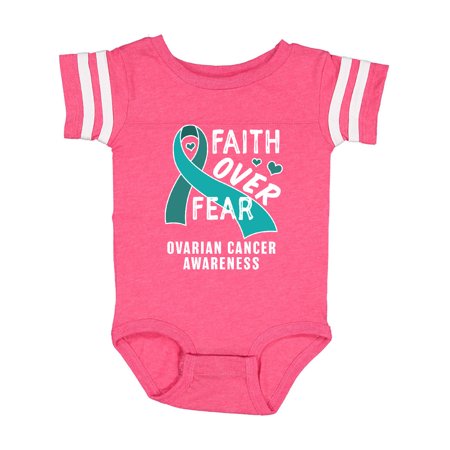 

Inktastic Ovarian Cancer Awareness Faith Over Fear with Teal Ribbon Gift Baby Boy or Baby Girl Bodysuit