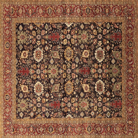 Ahgly Company Indoor Square Oriental Brown Traditional Area Rugs, 6' Square