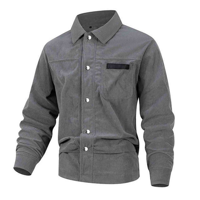 Ceisia Men's solid color lapel button-down jacket pocket long sleeve Gift outerwear