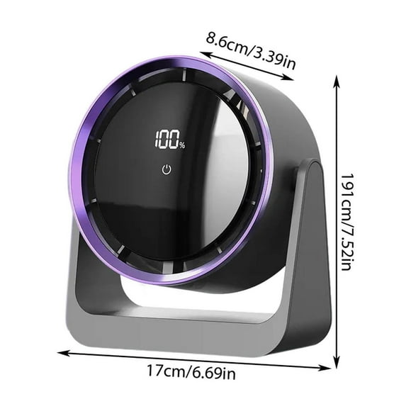 Ventilateur de Bureau USB avec Lampe de Bureau LED et Conception Murale Moteur Sans Balais à 5 Vitesses 8 L 176 mm x 86 mm x 191 mm