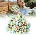 thumbnail image 2 of 1Pcs Spring Flowers,Artificial Lilies Bouquet,12.59'' Fake Easter Cemetery Flowers,Plastic Flower Arrangements for Vase Home Table Centerpieces Wedding Indoor Grave Decorations(White), 2 of 9