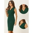 thumbnail image 2 of DARING DIVA Pencil Sleeveless Wrap V Neck Belted Office Dresses S Dark Green, 2 of 6