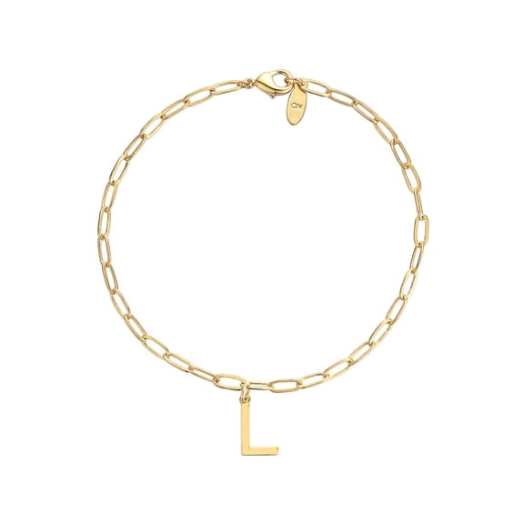 Personalized Planet Women's Sterling Silver Initial Charm Paperclip Chain Bracelet