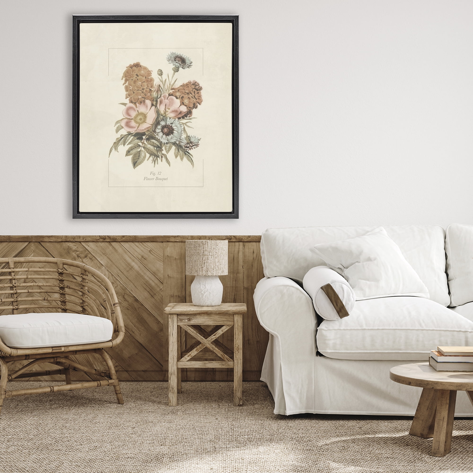 Stupell Industries Flower Bouquet Vintage Blossoms Black Framed Floater Canvas Wall Art, design by Dan Meneely