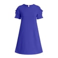 thumbnail image 4 of vigerkar Robes d'Été pour Filles T-Shirt Décontracté Col Ras du Cou Manches Pétales Robe de Vacances (Bleu, 9-10 Ans), 4 of 8