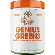 Greens Powder Energy, Immunity & Gut Health Supplement - Superfood Drink Mix with Lions Mane, Kale, Spinach & Antioxidants, Genius greens by the Genius Brand