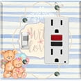 thumbnail image 1 of Metal Light Switch Wall Plate Outlet Cover (2 Teddy Bears With Love Heart Balloon Flower Blue Stripes - Single Toggle Single Rocker), 1 of 2