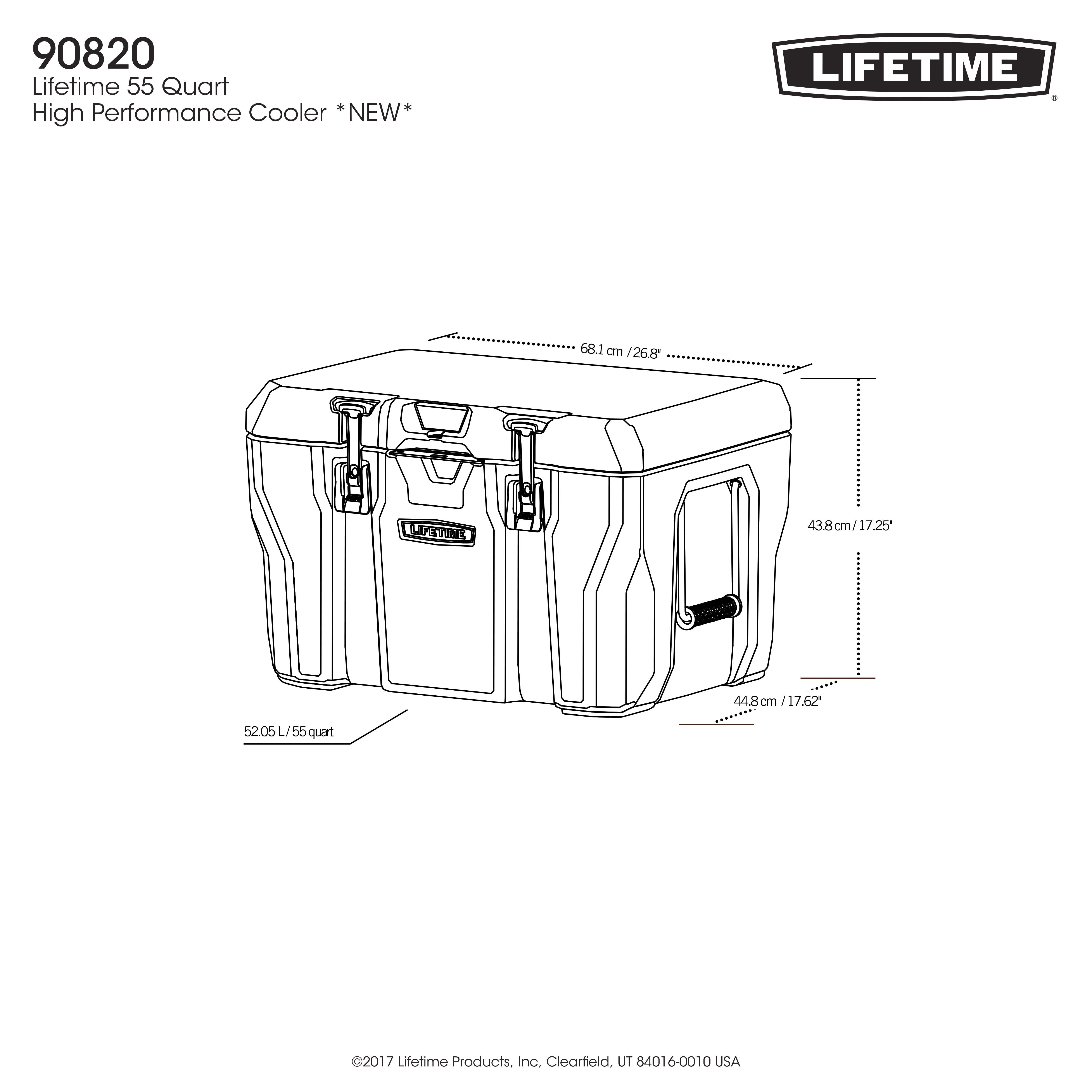 Lifetime 55 Quart High Performance Cooler, Grey, 90820 Brand New