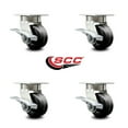 thumbnail image 2 of 4 Inch Kingpinless Phenolic Wheel Swivel Caster Set with Brakes Service Caster, 2 of 2