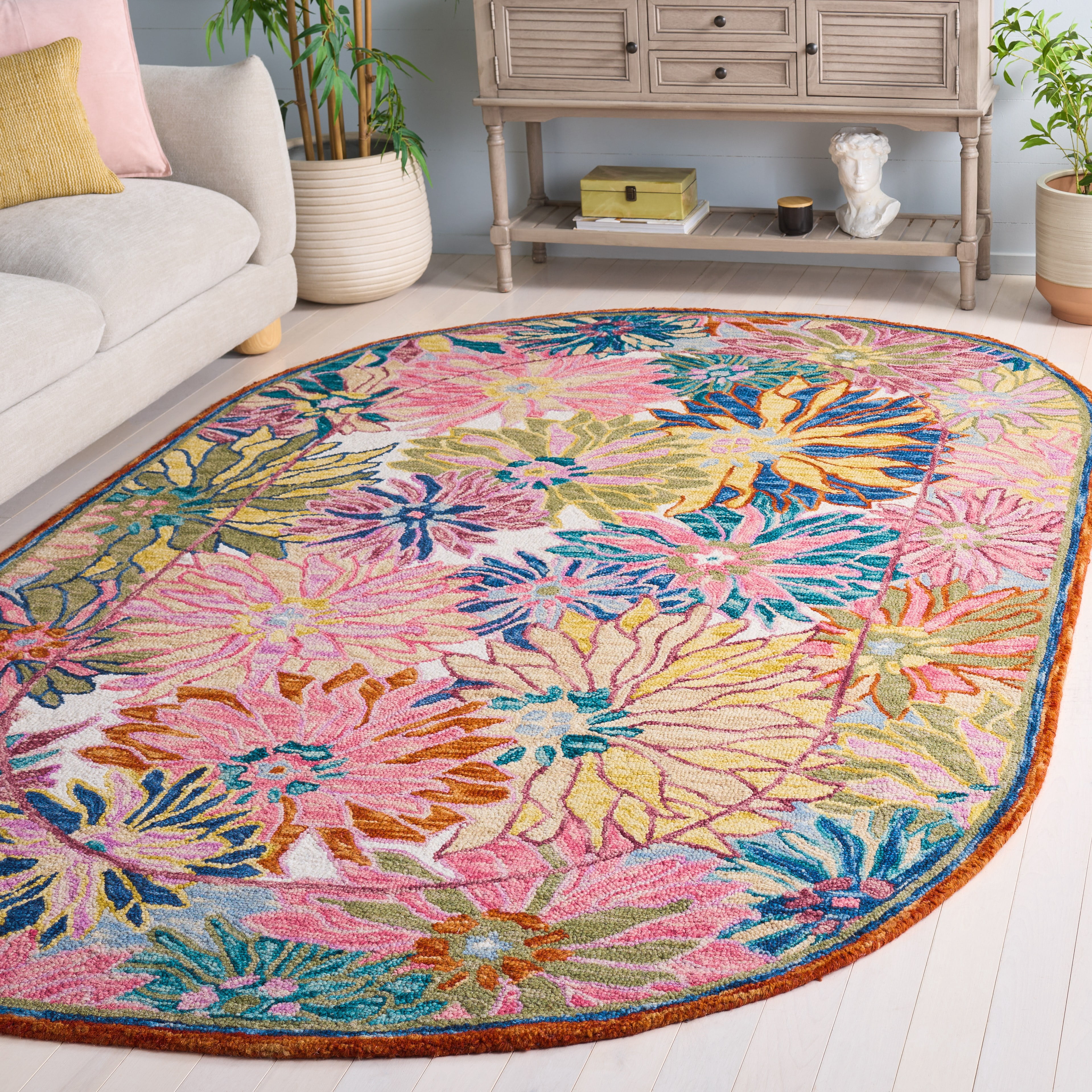 Safavieh Jardin Corine Floral Area Rug, Pink/Rust, 6' x 9' Oval