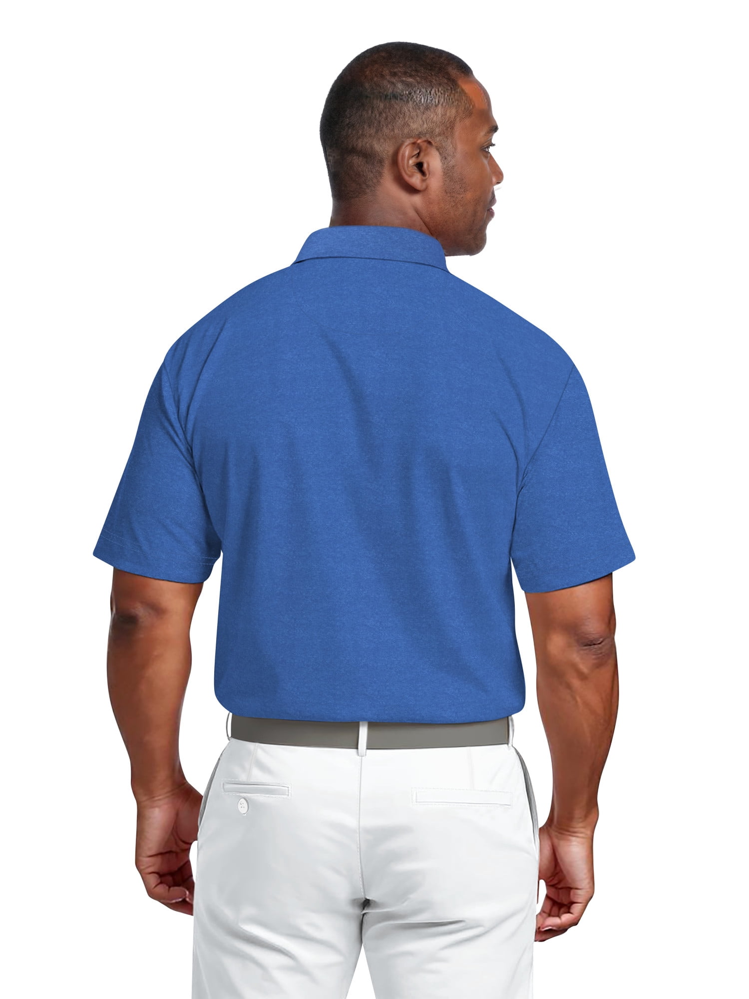 Ben Hogan Men's & Big Men's Performance Heather Chest Striped Print Short Sleeve Golf Polo Shirt, Sizes S-5XL