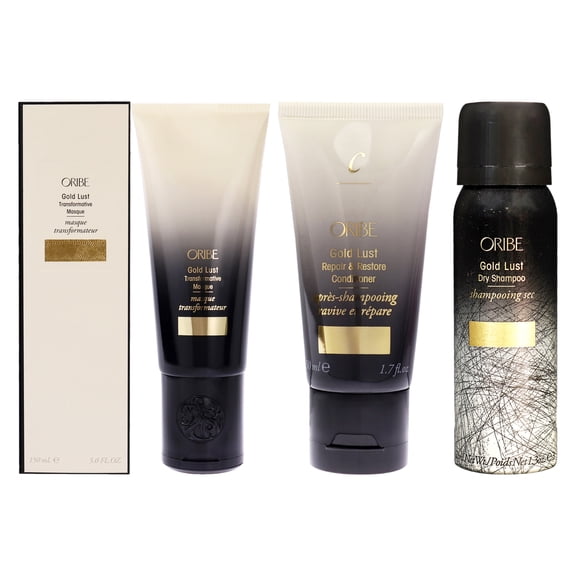 Oribe Gold Lust Dry Shampoo and Repair and Restore Conditioner and Transformative Masque 3 Pc Kit - 1.3oz Hair Spray, 1.7oz Conditioner, 5oz Masque