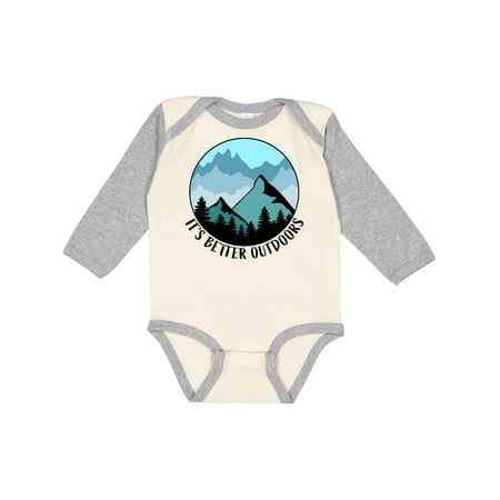 

Inktastic It s Better Outdoors Mountains in Blue Gift Baby Boy or Baby Girl Long Sleeve Bodysuit