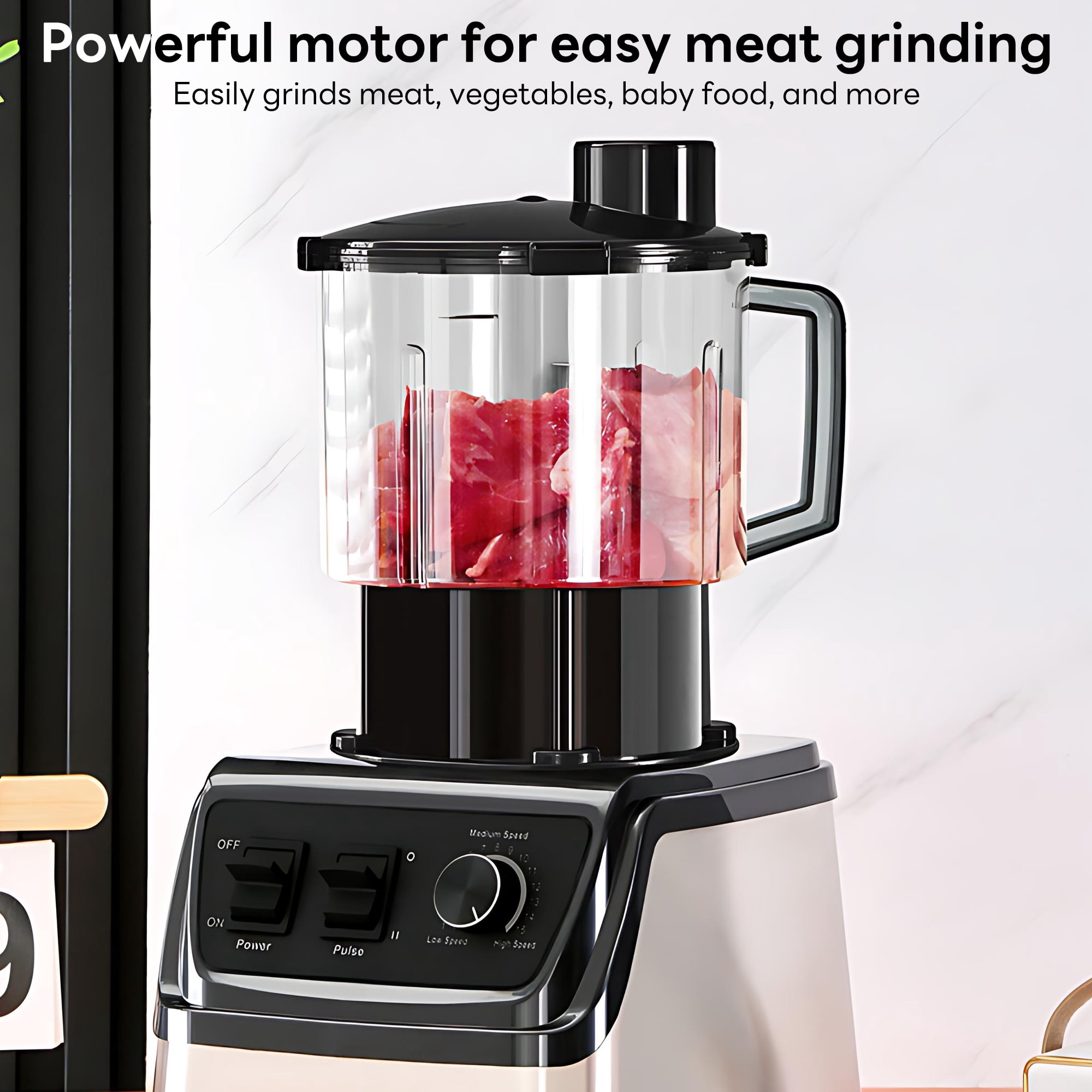 INSMART Food Processor Blender Combo,100oz Professional Kitchen System Blender, 9500W Motor, 15 Speed Adjustable, Multi-Function Electric Blender/Grinder/Chopper for Smoothies, Juice, Crush Ice