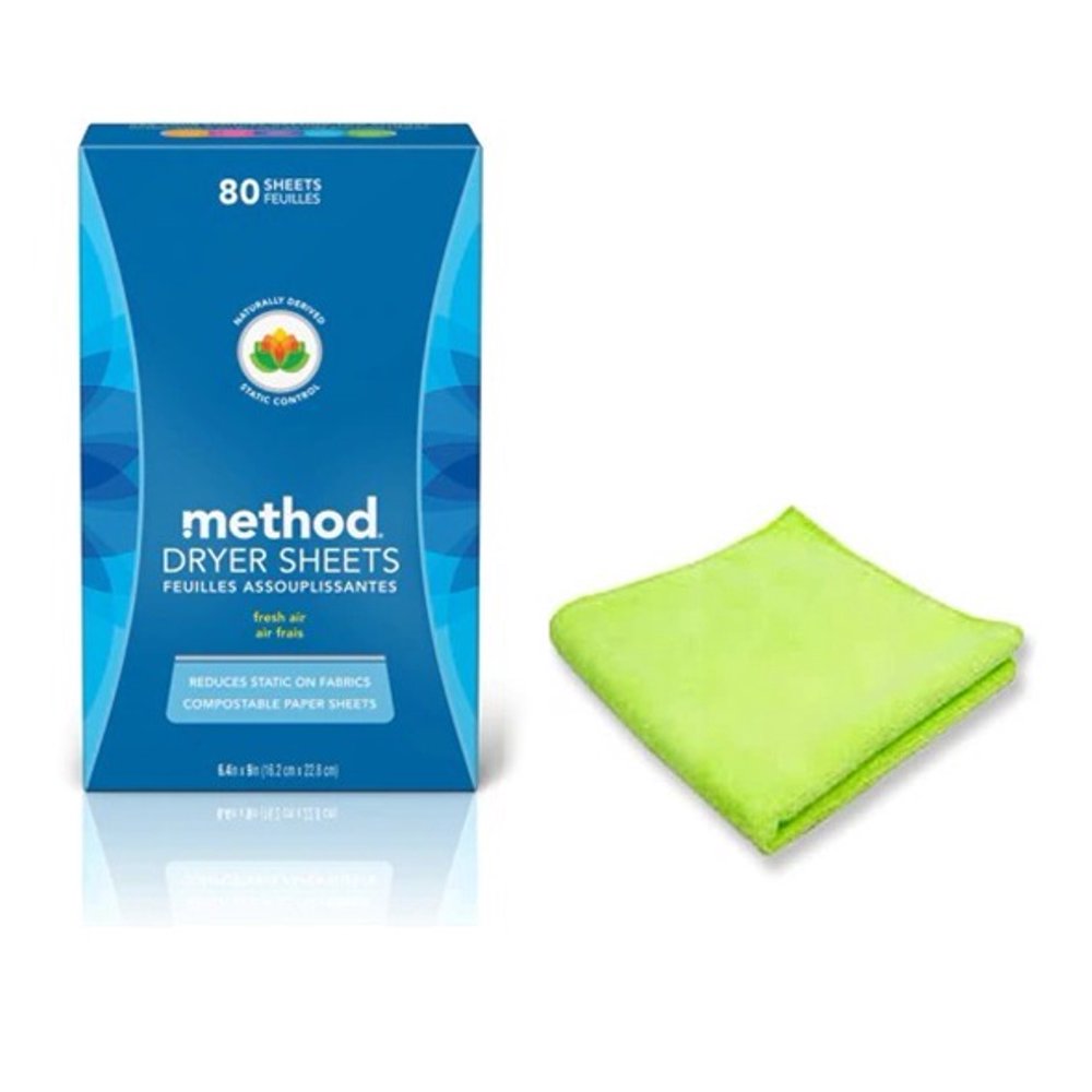 Method Dryer Sheets Fresh Air 80 Sheets + free microfiber cloth