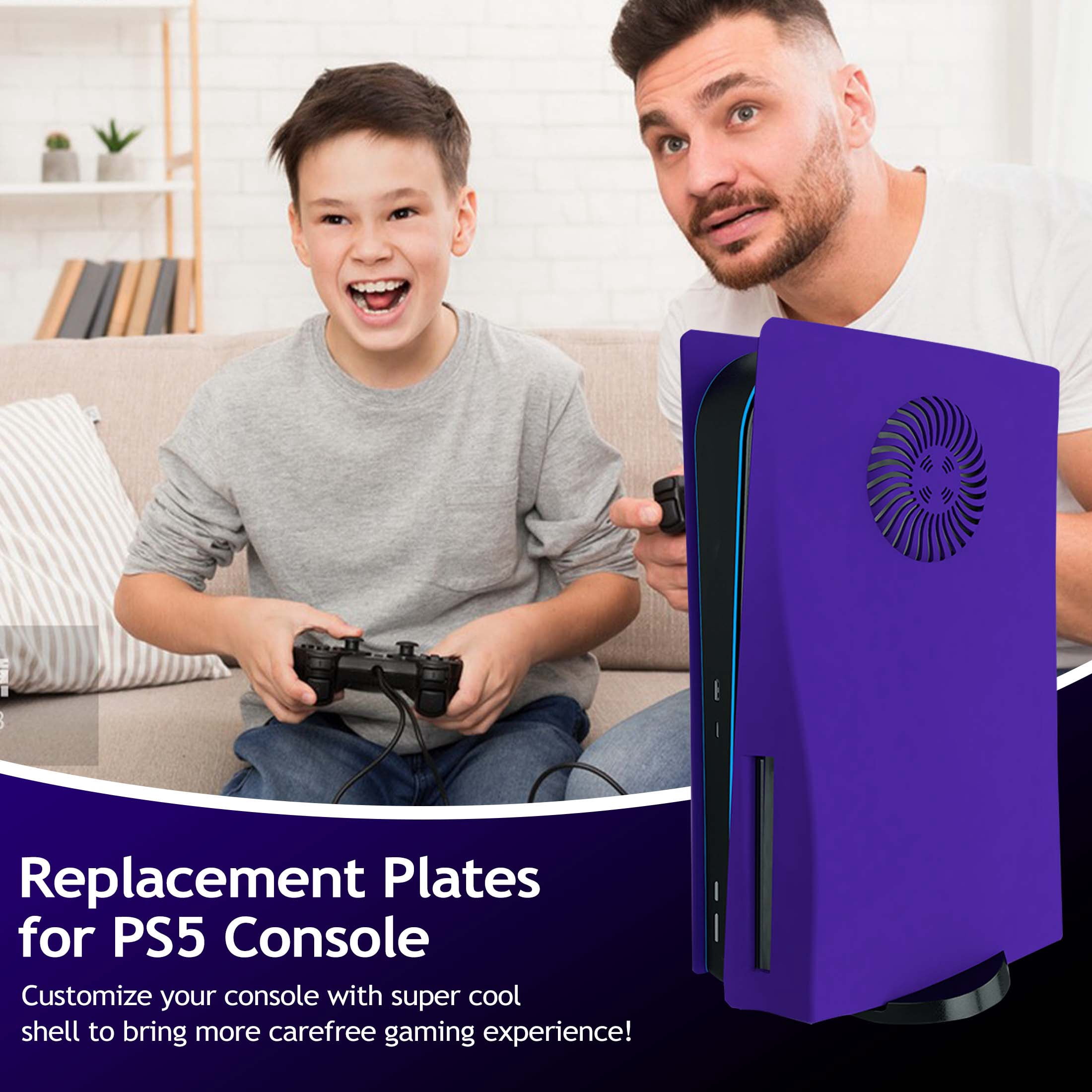 Faceplate for Original PS5 Disc Edition, PS5 Cover Plates with Cooling Vents & Dust Filter, Purple