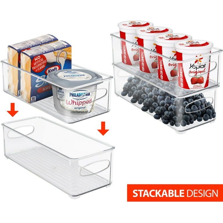 Sorbus Stackable Plastic Storage Bins - Narrow Pack of 4 ,Clear