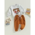thumbnail image 3 of Mialoley Tenues d'Automne pour Garçons Tout-Petits Imprimé Rugby Col Rond Manches Longues Chandails en Molleton et Pantalons Longs Ensemble 2 Pcs, 3 of 9