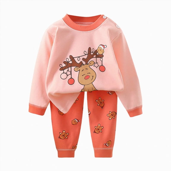 UAYOTSE Baby Boys Girls Spring Pajama Set 3 6 12 18 24 Months 2T 3T 4T fit Pjs Soft Breathable Underwear Home Clothes Long Sleeve Size 6-12 Months