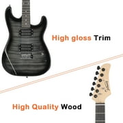 Glarry 39in Full Size Beginner Electric Guitar Kit w/Case, 20W Amp, Tuner, Bag, Strap, Black