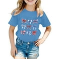 thumbnail image 2 of Mrzhqd Toddler Girls Usa Shirt Size 2-3 Years Blue Summer Independence Day Tops Crew Neck Short Sleeve Bow Tie Print Soft Patriotic Girl T-Shirts, 2 of 3